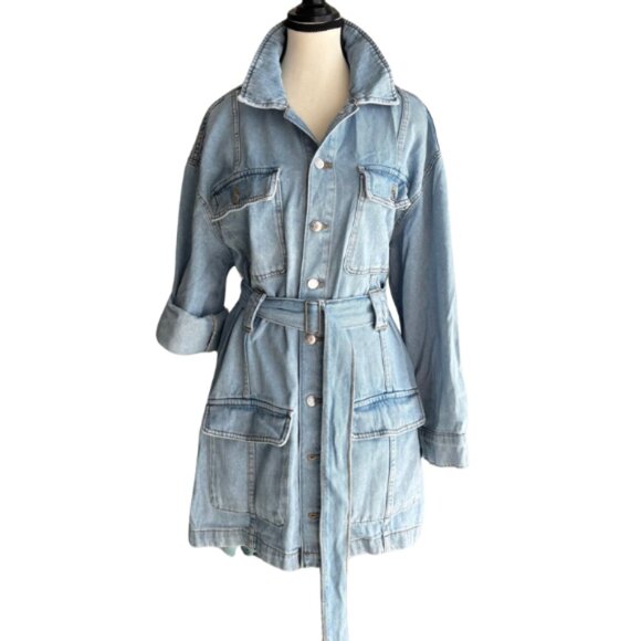 Zara Light Blue Denim Dress - Picture 1 of 8